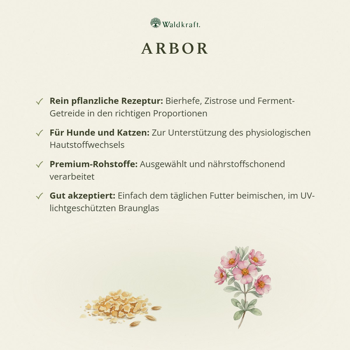 Arbor – Zeckenschutz zum Füttern für Hunde + Katzen Ergänzungsfuttermittel für Hunde und Katzen – 250g