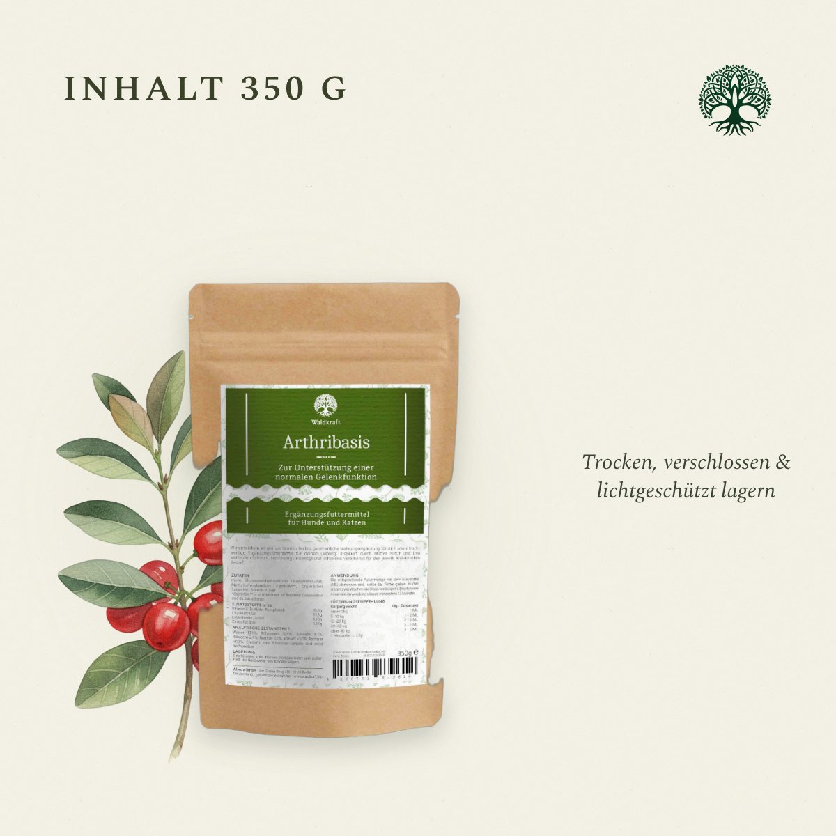 Arthribasis, Natürliche Gelenkunterstützung, 350g von Waldkraft, Ansicht 4