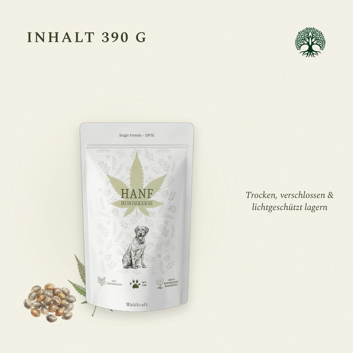 Hanf-Hundekekse – Glutenfrei mit Ente & Amaranth – 390g