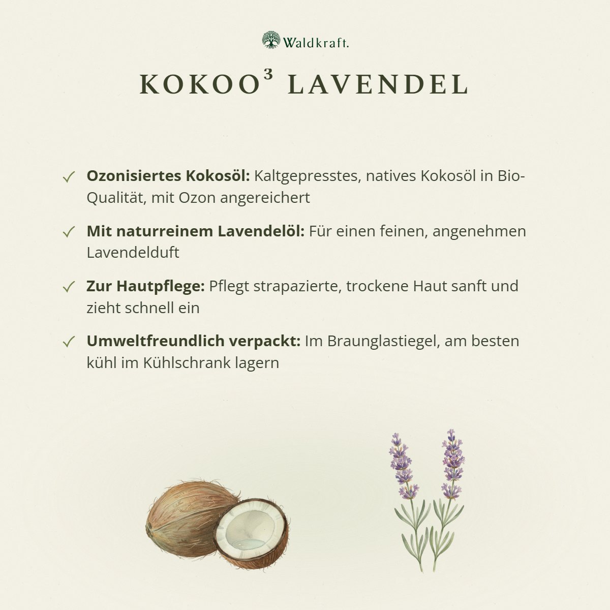 Kokoo³ Lavendel, Ozonisiertes Kokosöl mit Lavendel, 30ml von Waldkraft, Ansicht 3