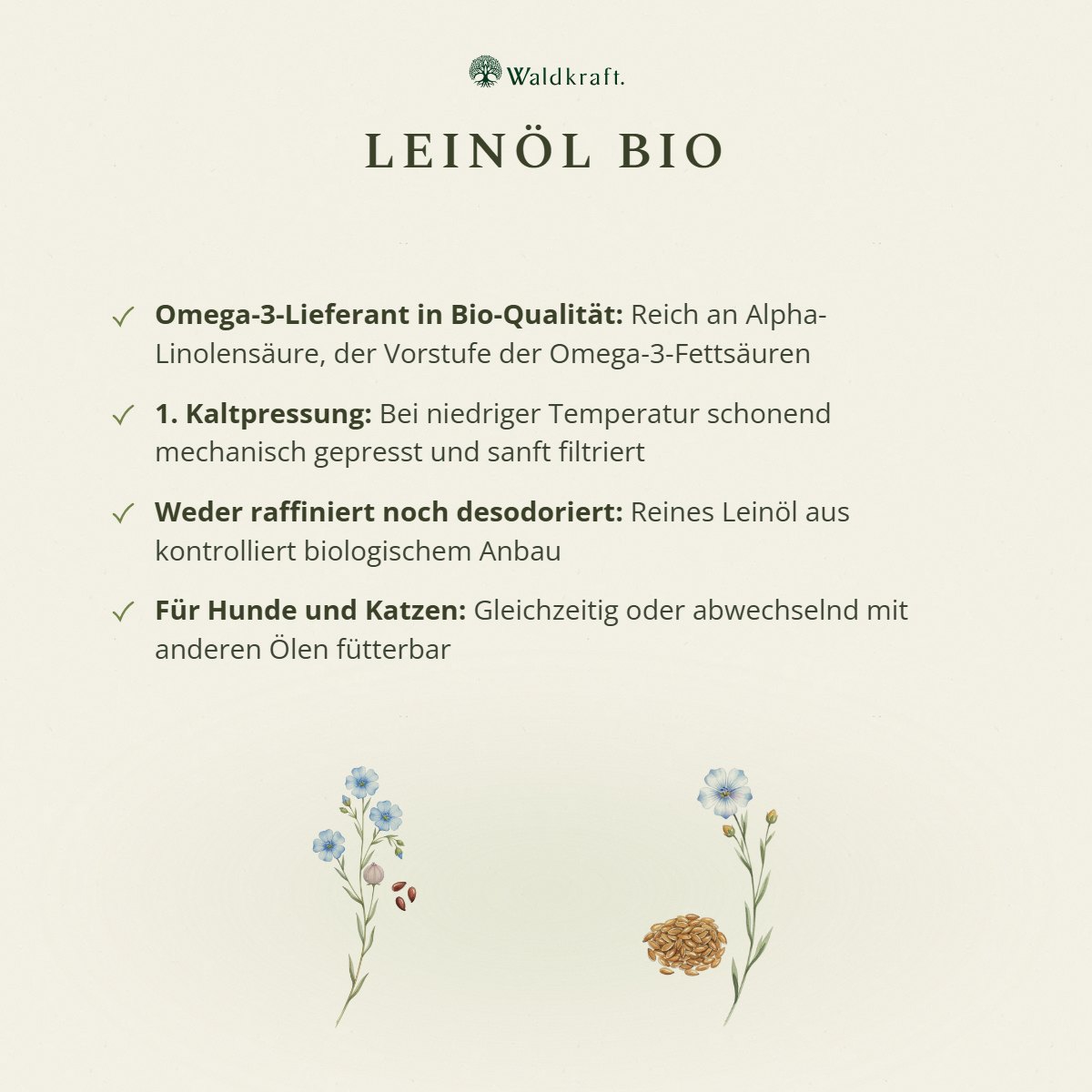 BIO Leinöl, 1. Kaltpressung, 250ml von Waldkraft, Ansicht 3