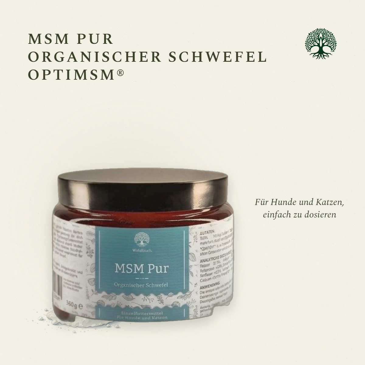 MSM Pur, Organischer Schwefel OptiMSM, 360g von Waldkraft, Ansicht 4