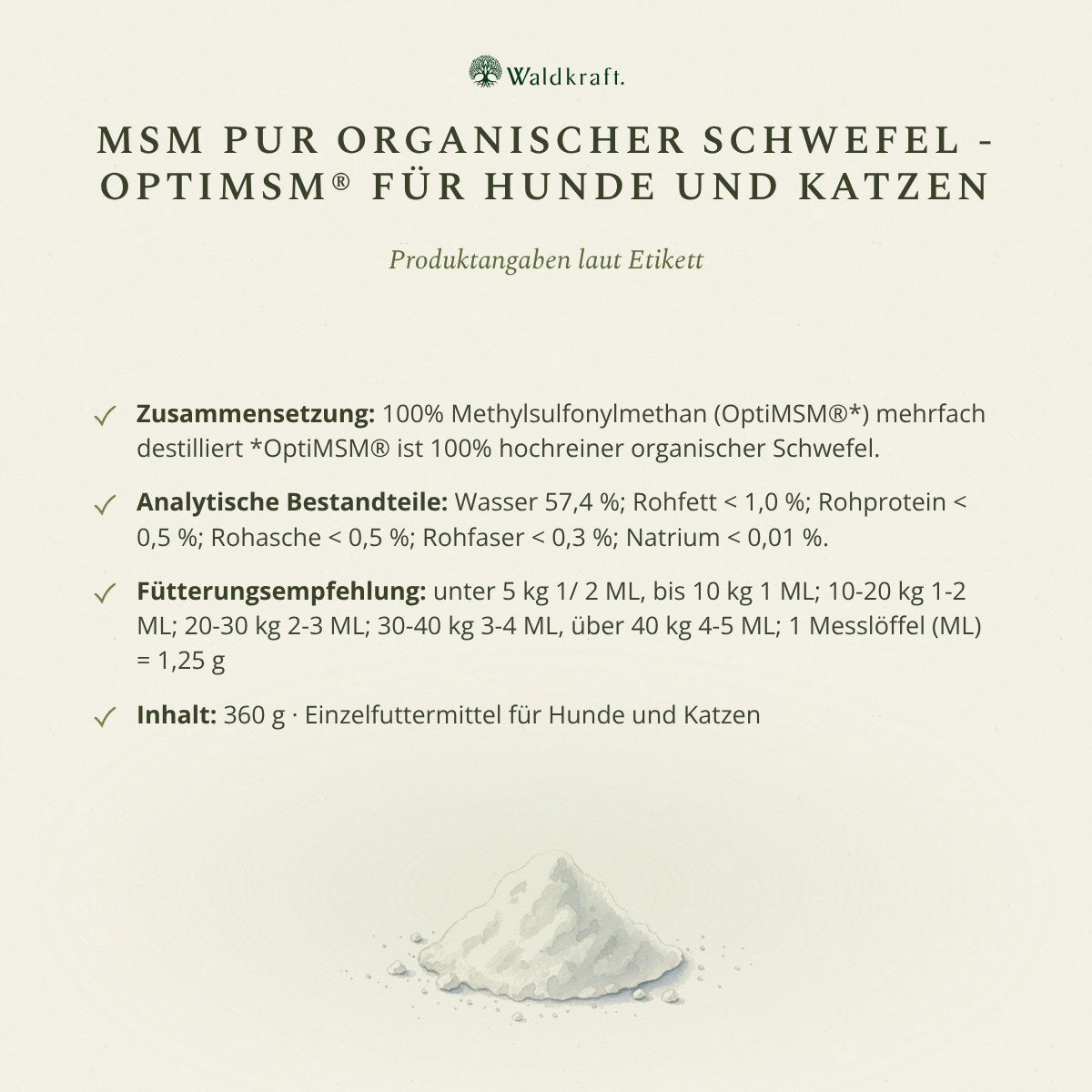 MSM Pur, Organischer Schwefel OptiMSM, 360g von Waldkraft, Ansicht 5