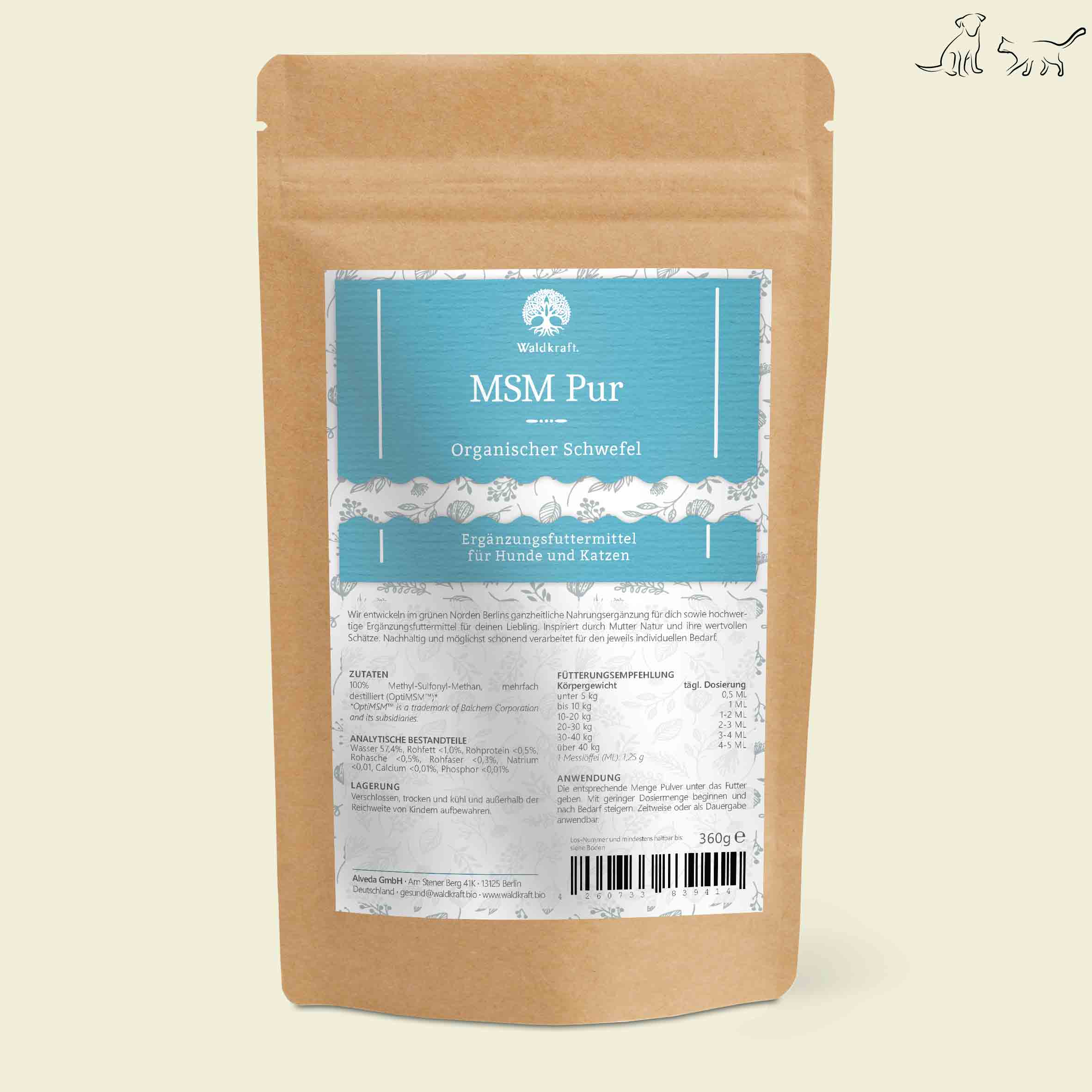 MSM Pur – Organischer Schwefel OptiMSM® – 360g