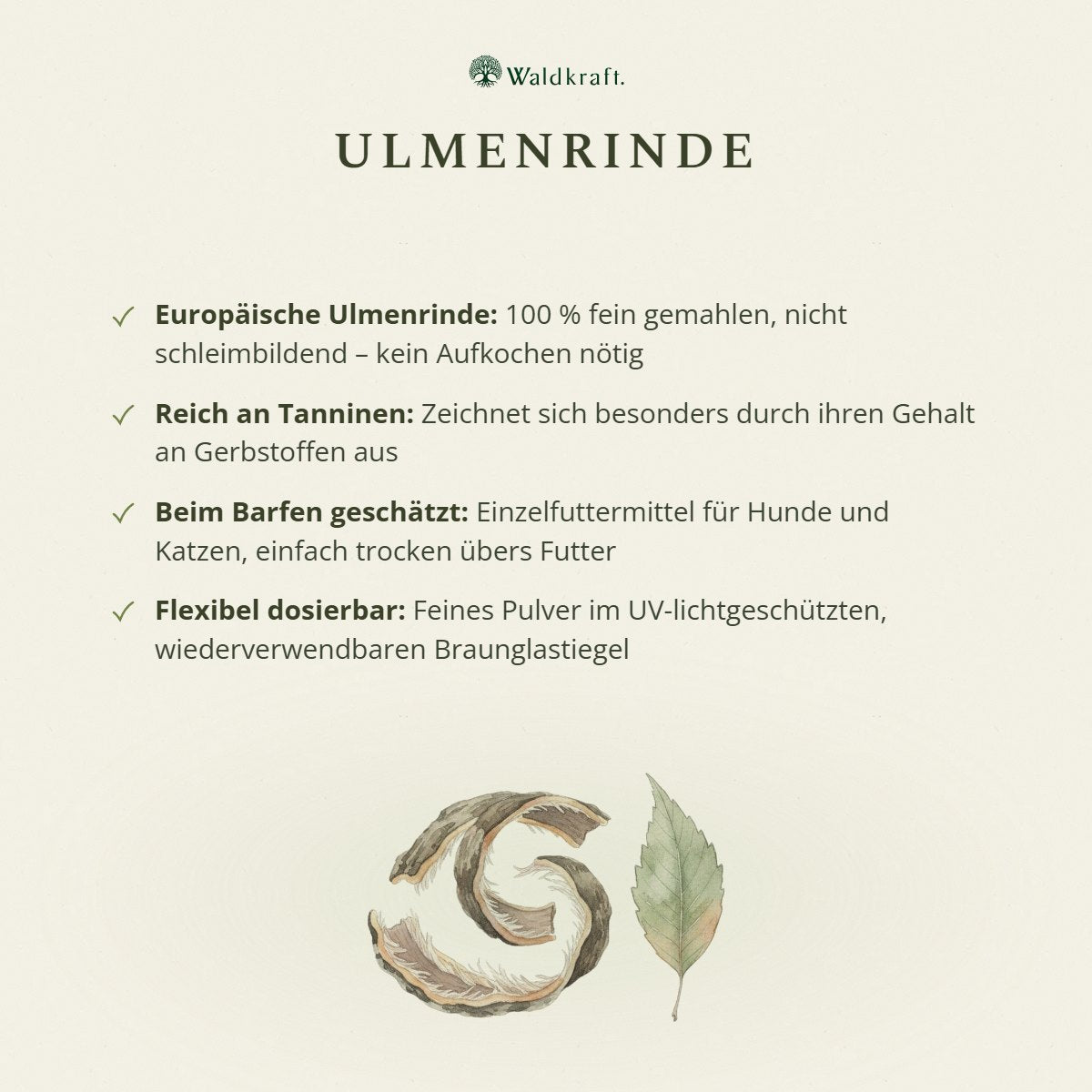 Ulmenrinde, fein gemahlen, 140g von Waldkraft, Ansicht 3