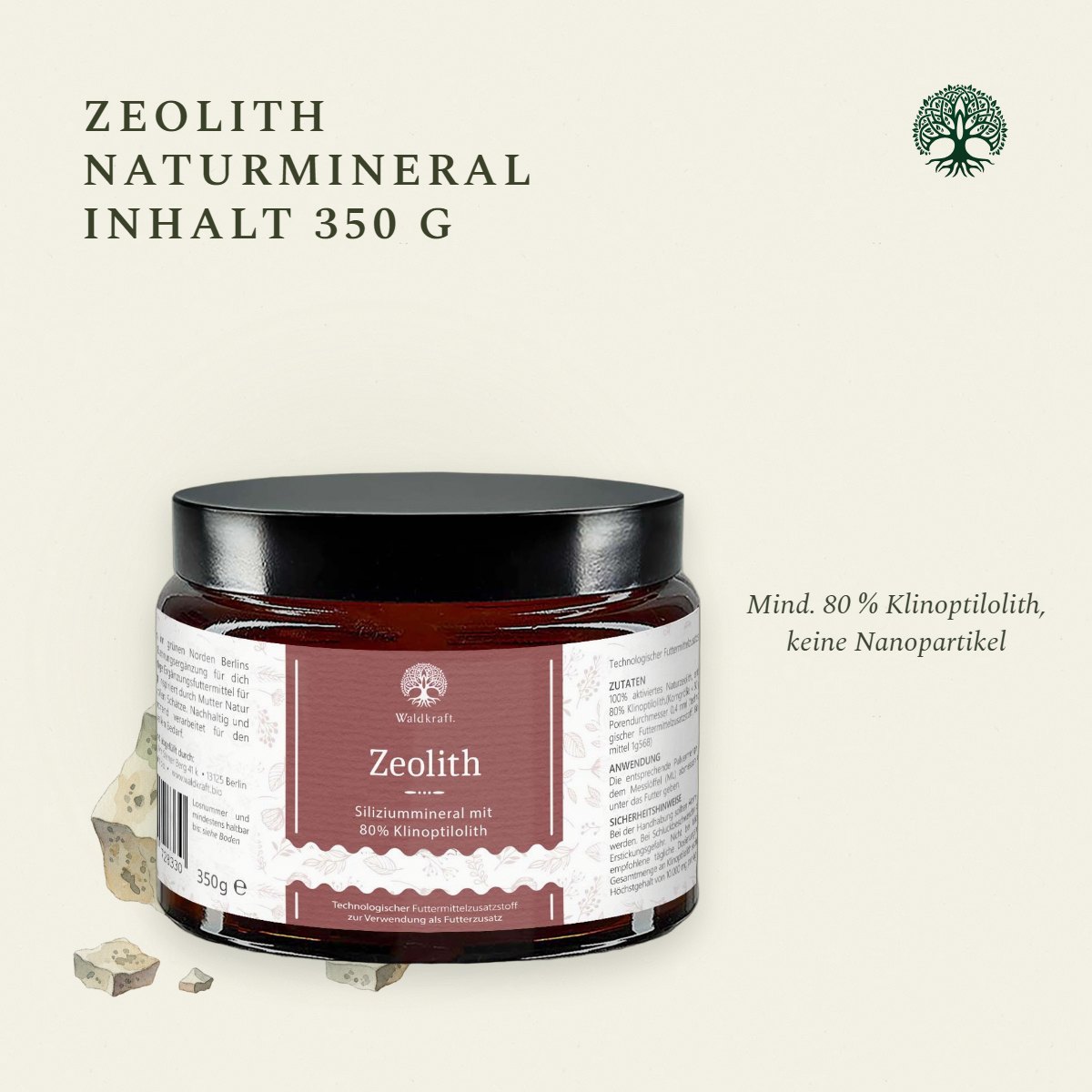 Zeolith, Naturmineral mit 80% Klinoptilolith, 350g von Waldkraft, Ansicht 4