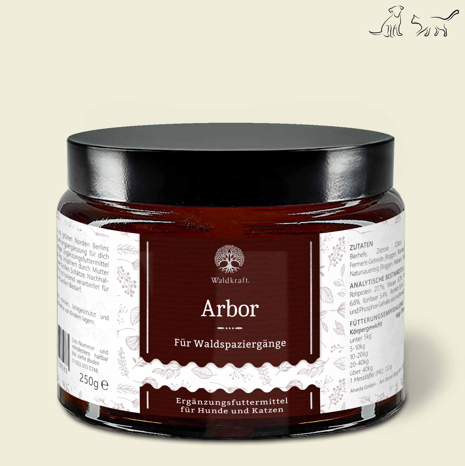 Arbor – Zeckenschutz zum Füttern für Hunde + Katzen Ergänzungsfuttermittel für Hunde und Katzen – 250g