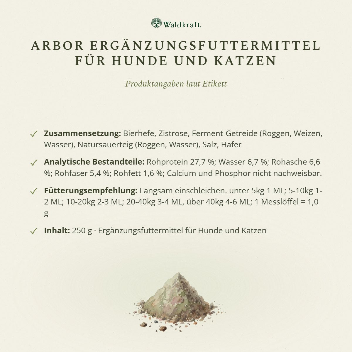 Arbor – Zeckenschutz zum Füttern für Hunde + Katzen Ergänzungsfuttermittel für Hunde und Katzen – 250g