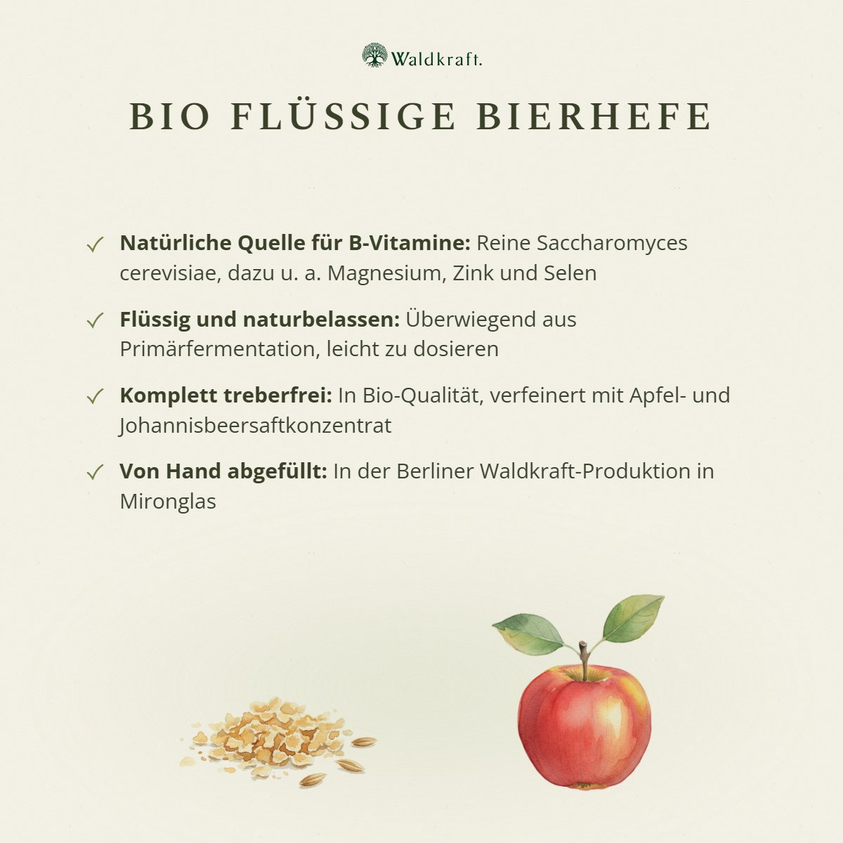 BIO Flüssige Bierhefe, hochwertig treberfrei, 250ml von Waldkraft, Ansicht 3