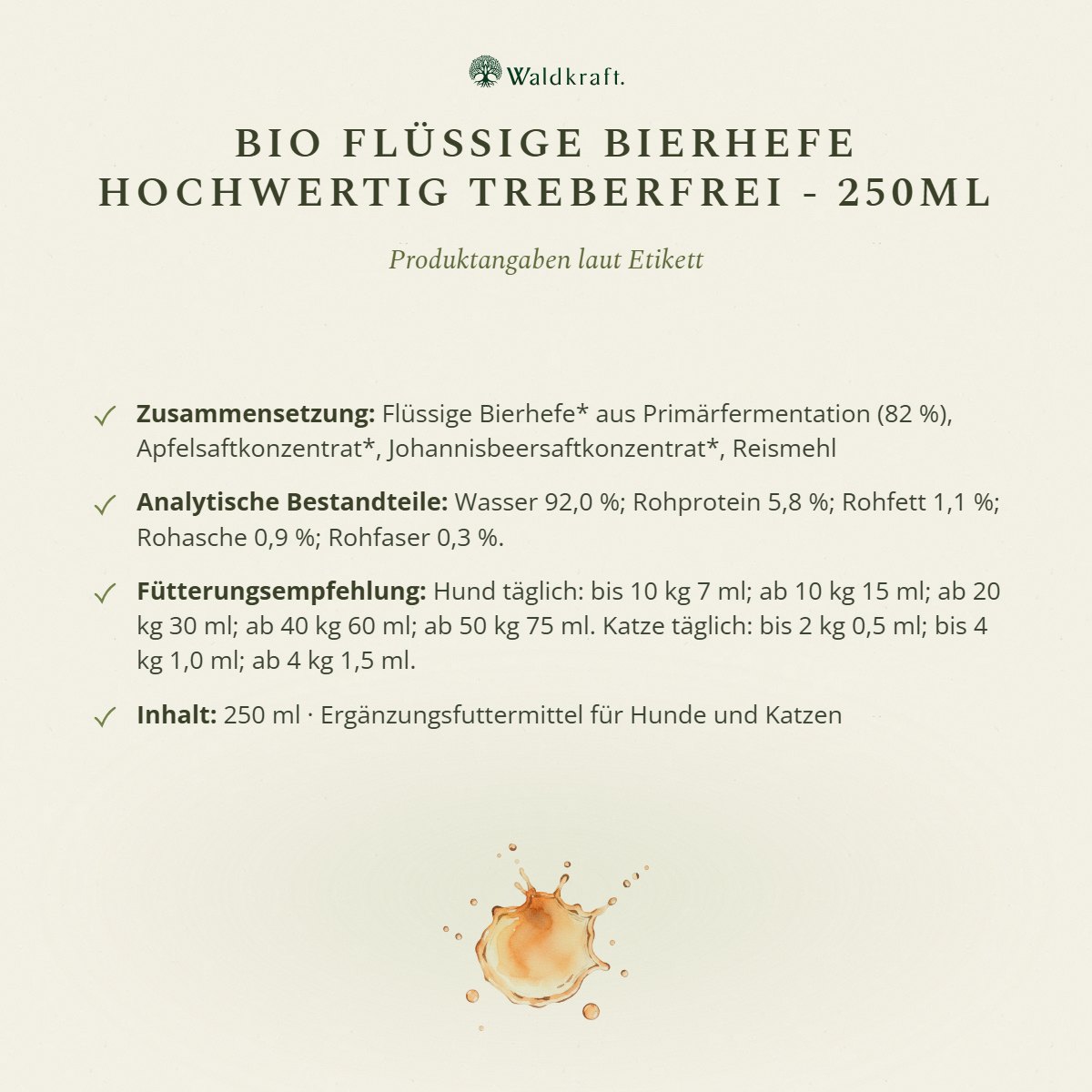 BIO Flüssige Bierhefe, hochwertig treberfrei, 250ml von Waldkraft, Ansicht 5