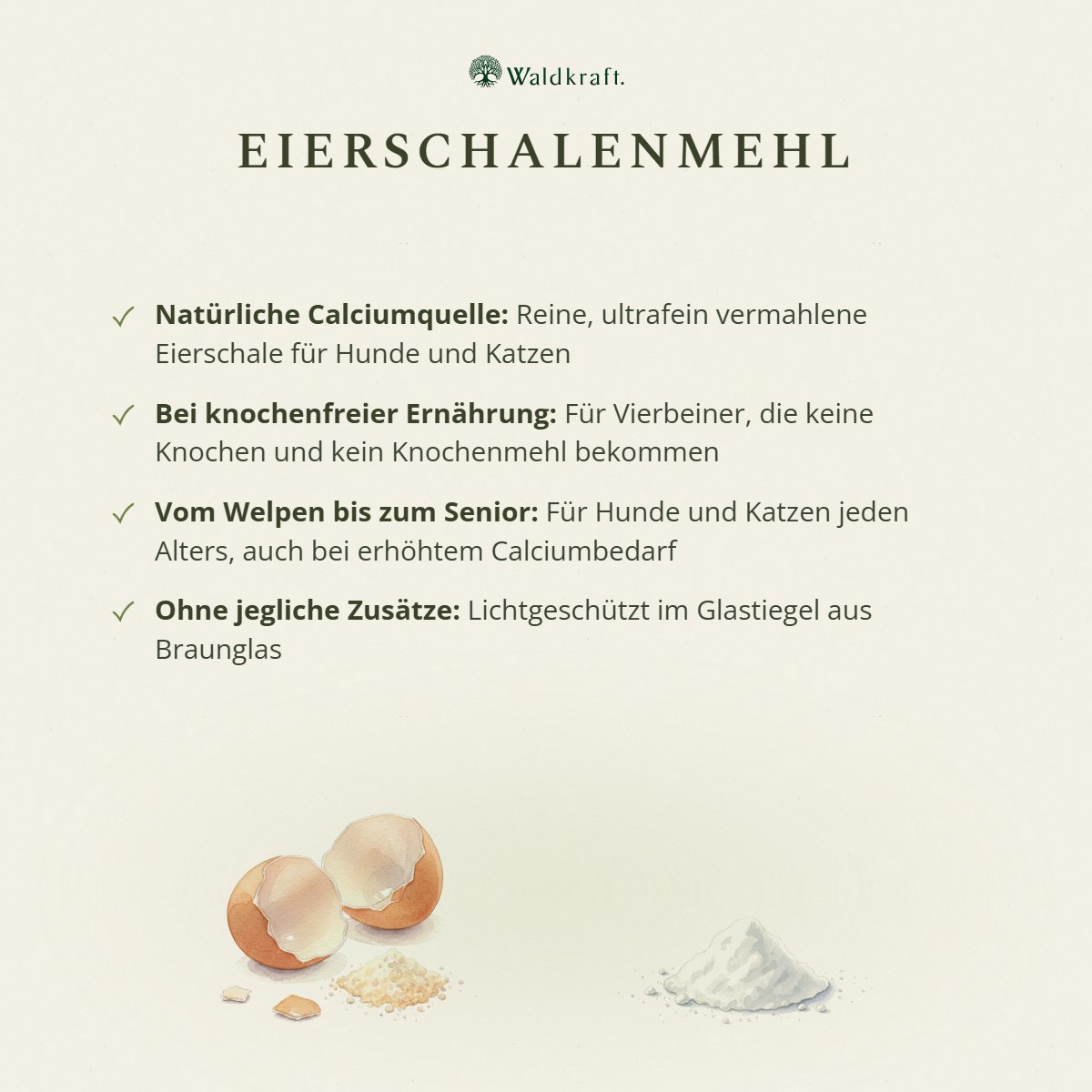 Eierschalenmehl – Natürliche Kalziumquelle – 600g