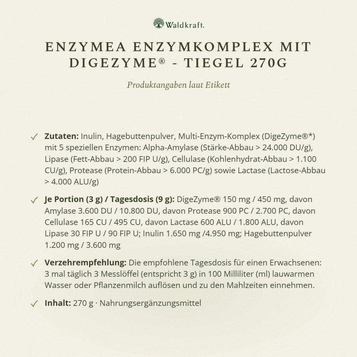 Enzymea, Enzymkomplex mit DigeZyme, 270 g von Waldkraft, Ansicht 6