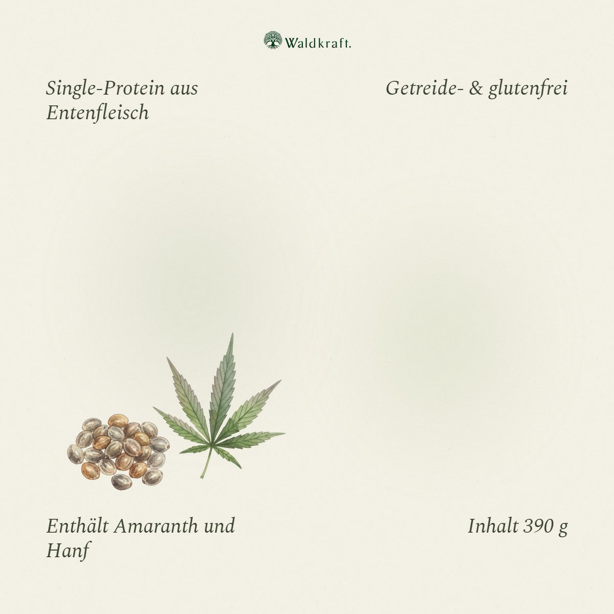 Hanf-Hundekekse – Glutenfrei mit Ente & Amaranth – 390g