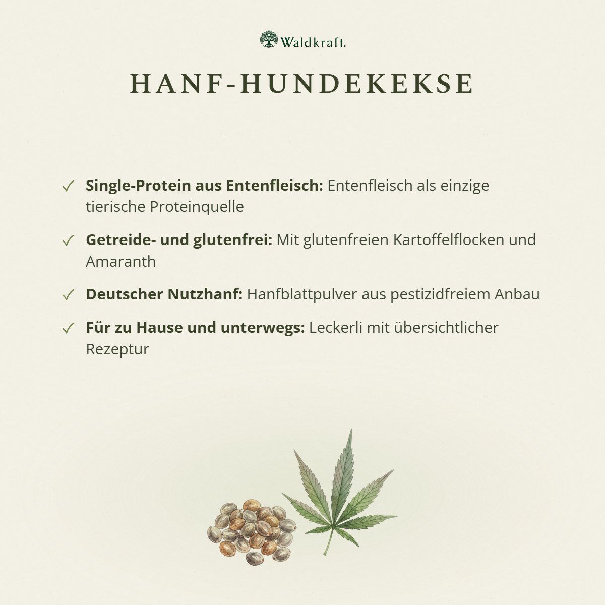 Hanf-Hundekekse – Glutenfrei mit Ente & Amaranth – 390g