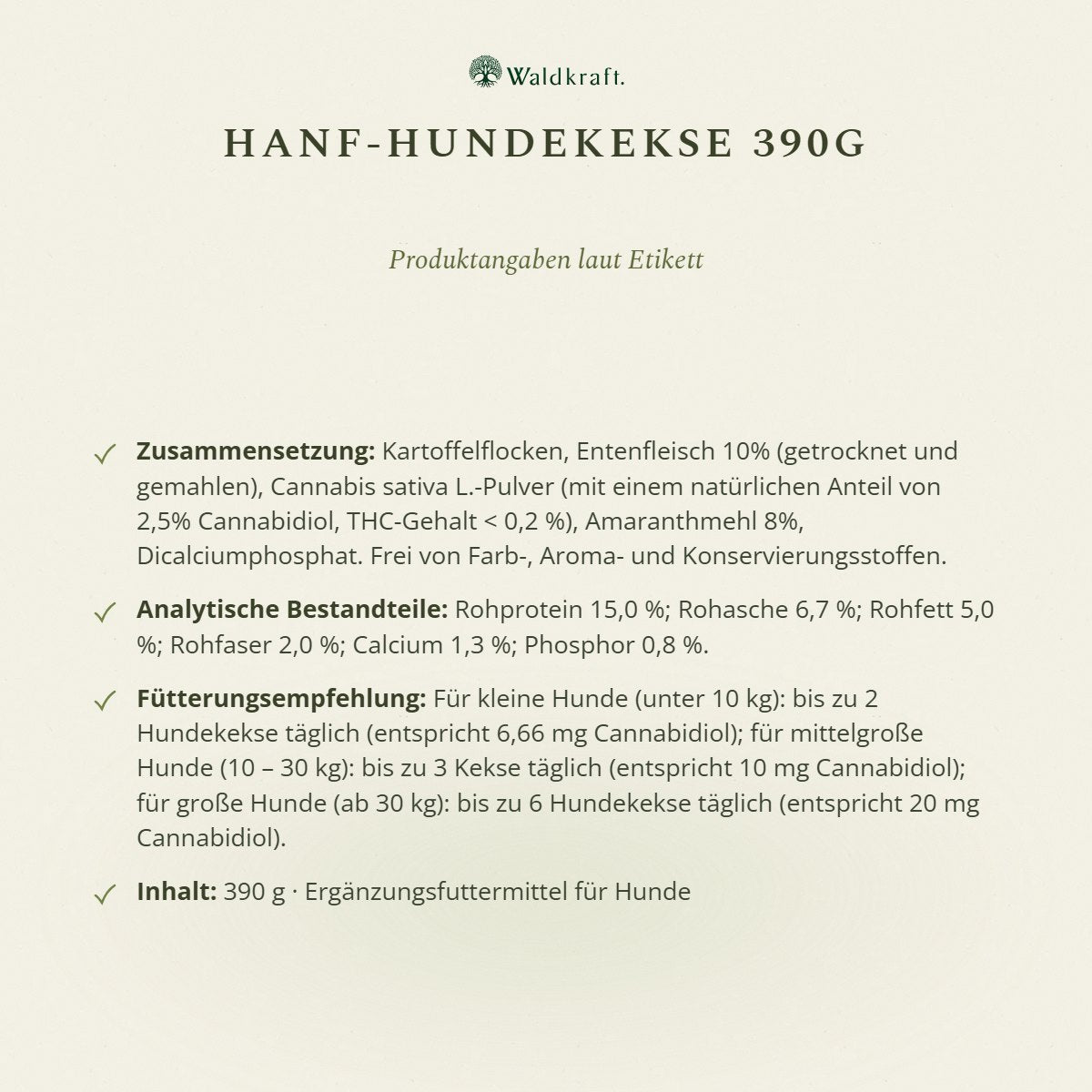 Hanf-Hundekekse – Glutenfrei mit Ente & Amaranth – 390g