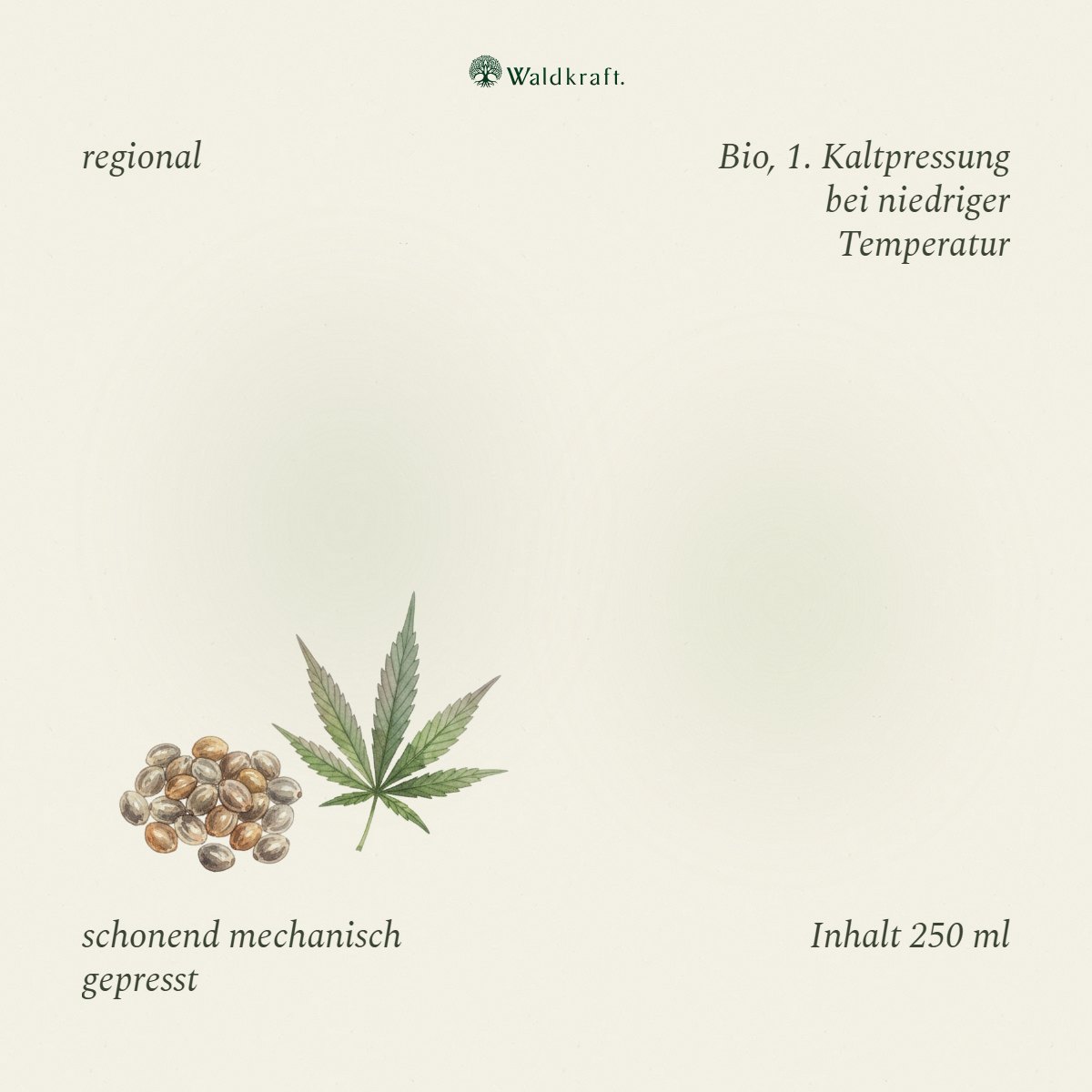 BIO Hanföl aus Deutschland – 1. Kaltpressung – 250ml