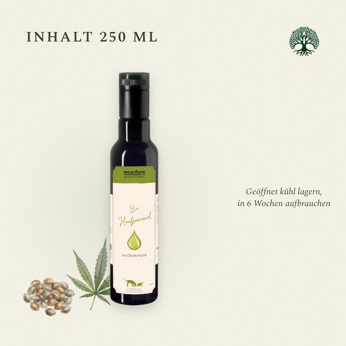 BIO Hanföl aus Deutschland, 1. Kaltpressung, 250ml von Waldkraft, Ansicht 4