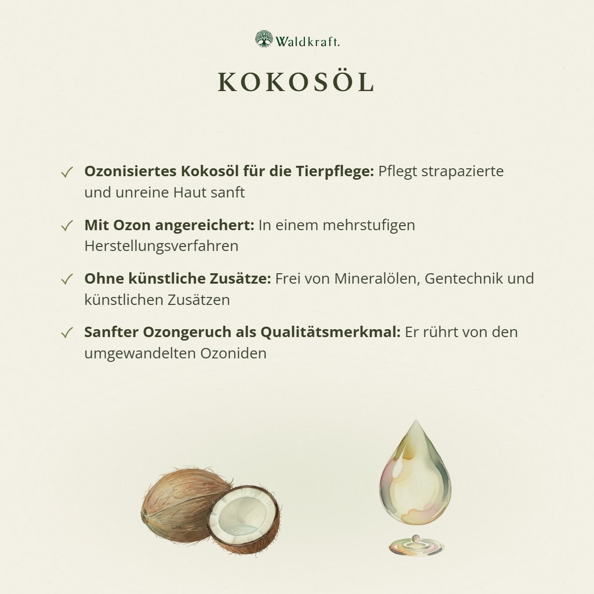 Kokoo³, Ozonisiertes Kokosöl zur Hautpflege 50ml von Waldkraft, Ansicht 4