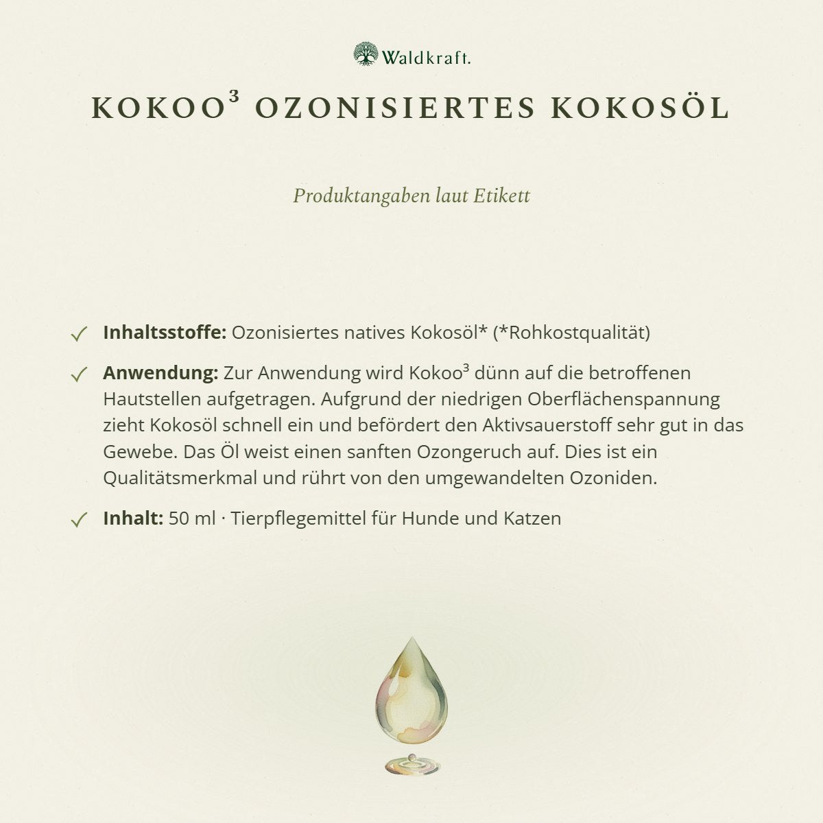 Kokoo³, Ozonisiertes Kokosöl zur Hautpflege 50ml von Waldkraft, Ansicht 6