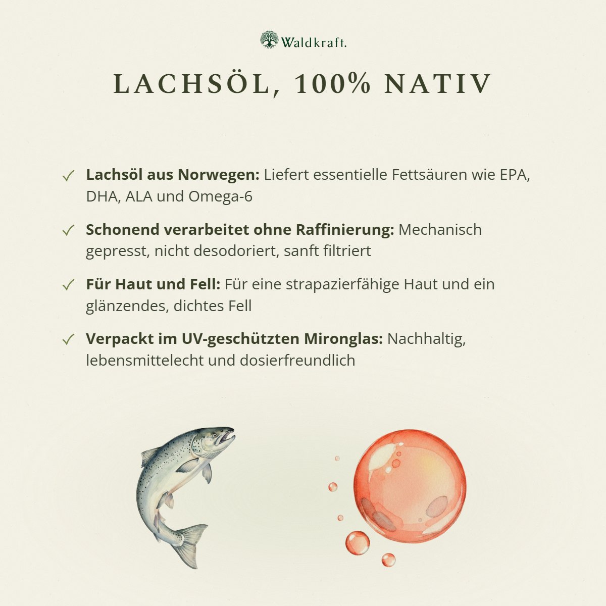 Lachsöl, 100% nativ, ohne Zusätze, 250ml von Waldkraft, Ansicht 3