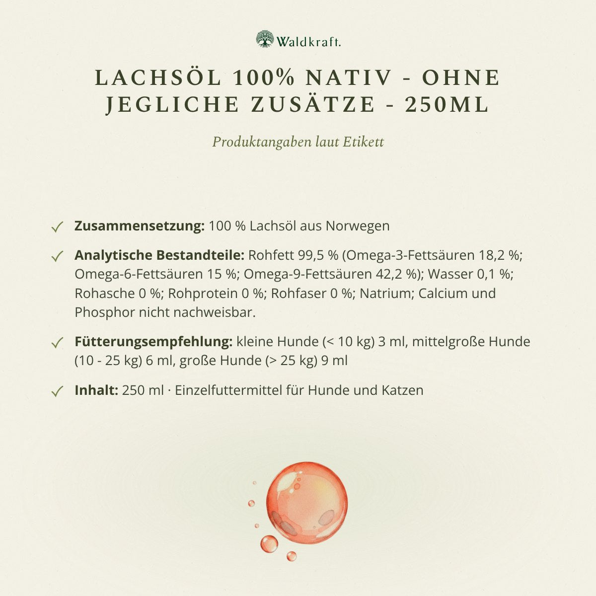 Lachsöl, 100% nativ, ohne Zusätze, 250ml von Waldkraft, Ansicht 5