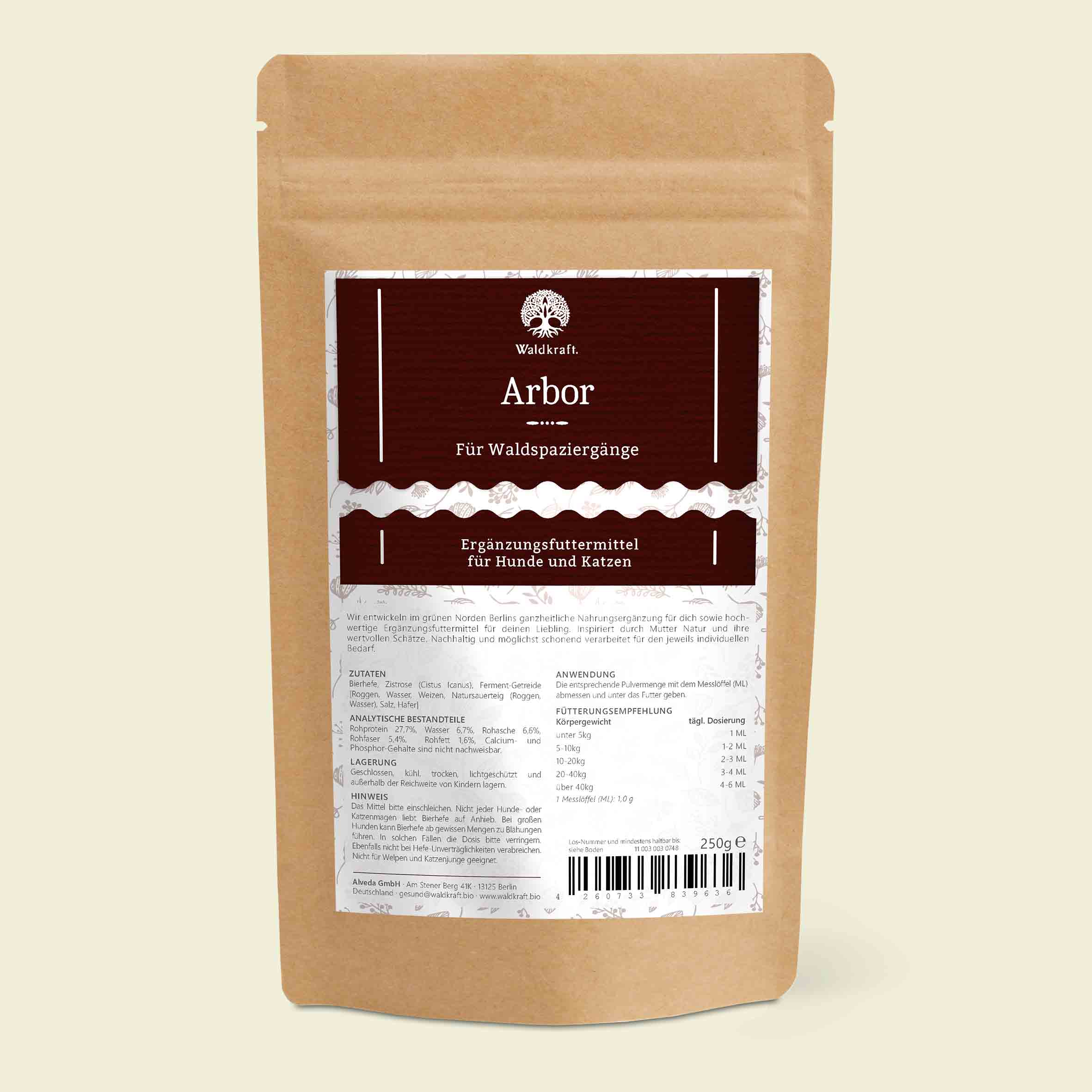 Arbor – Zeckenschutz zum Füttern für Hunde + Katzen Ergänzungsfuttermittel für Hunde und Katzen – 250g