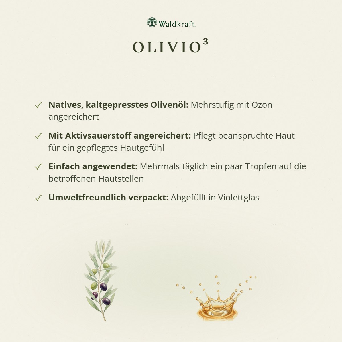 Olivio³, Ozonisiertes Olivenöl, 50ml von Waldkraft, Ansicht 3