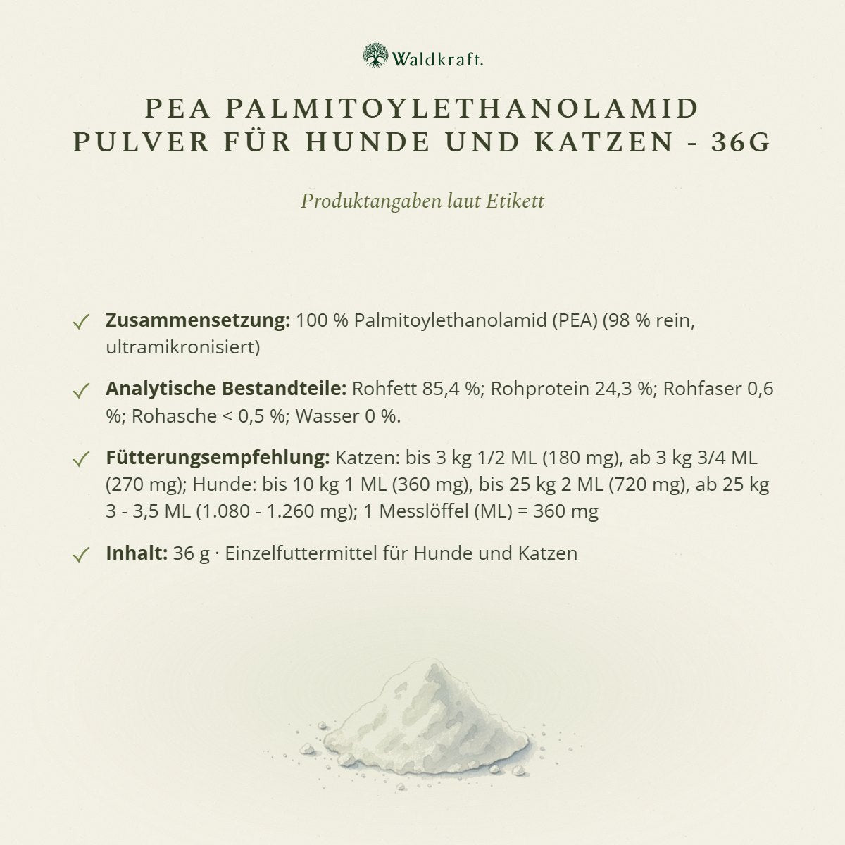 PEA – Palmitoylethanolamid Pulver für Hunde und Katzen – 36g