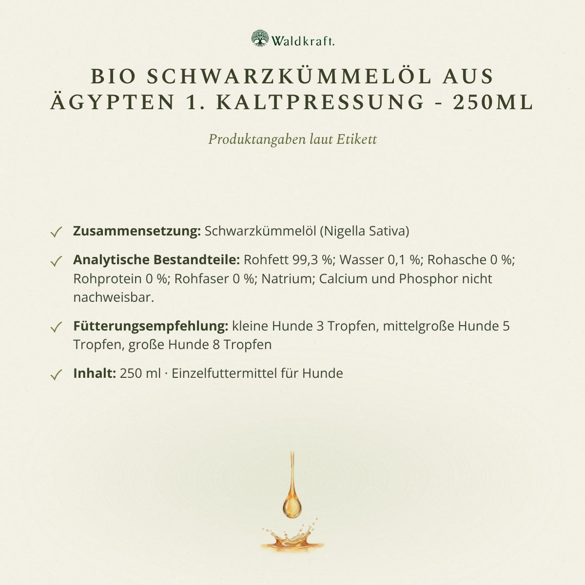 BIO Schwarzkümmelöl aus Ägypten, 1. Kaltpressung, 250ml von Waldkraft, Ansicht 5