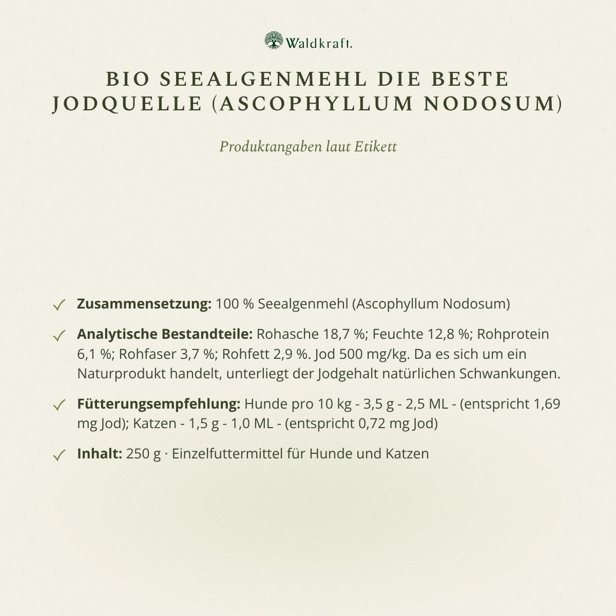 BIO Seealgenmehl – Natürliche Jodquelle (Ascophyllum nodosum) – 250g