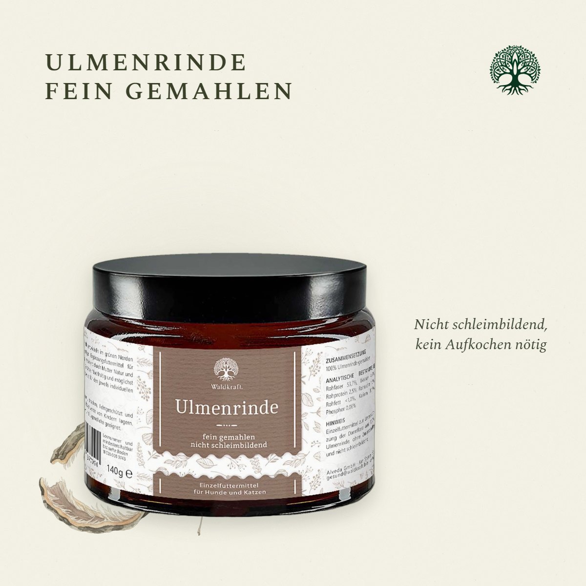Ulmenrinde, fein gemahlen, 140g von Waldkraft, Ansicht 4