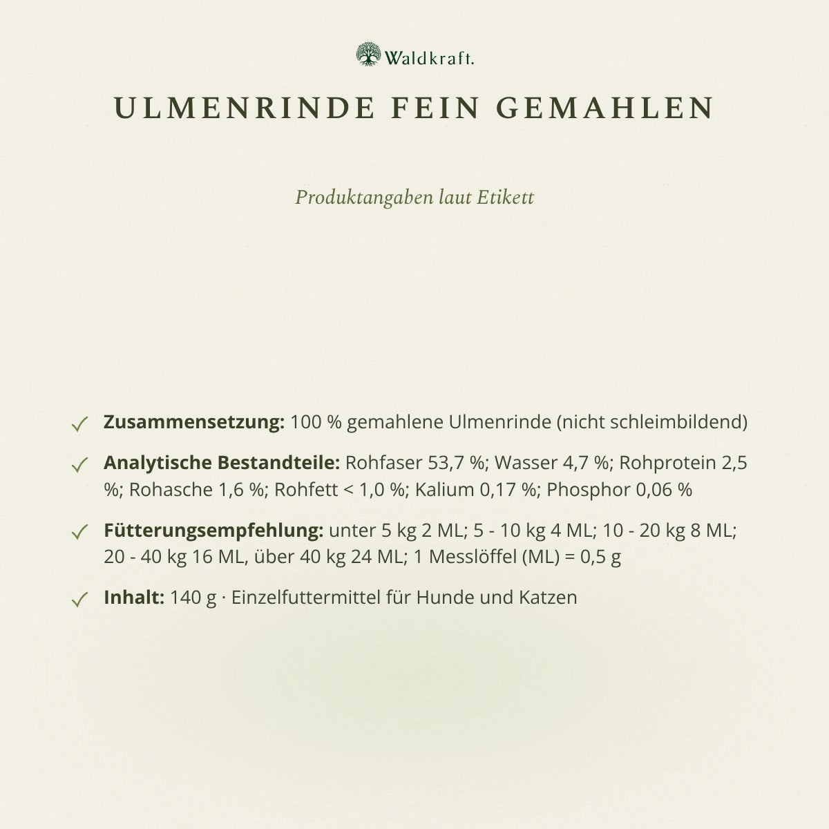 Ulmenrinde, fein gemahlen, 140g von Waldkraft, Ansicht 5